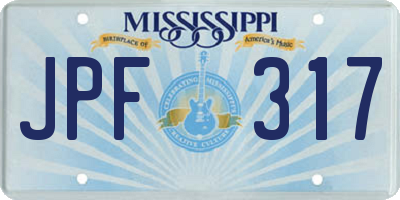 MS license plate JPF317