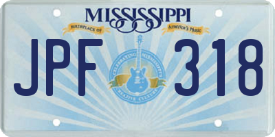 MS license plate JPF318