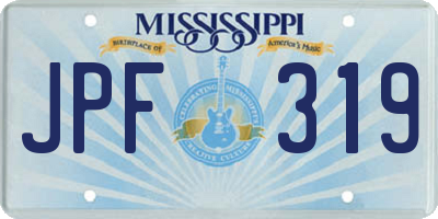 MS license plate JPF319