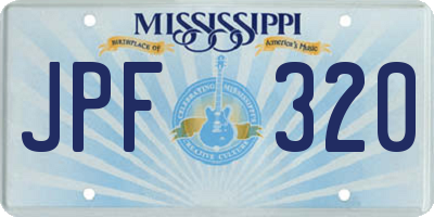 MS license plate JPF320