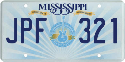 MS license plate JPF321