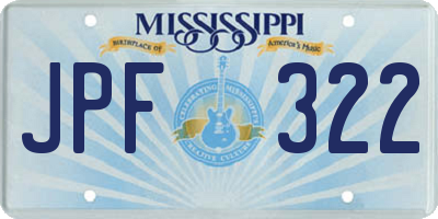 MS license plate JPF322