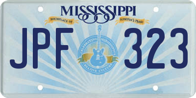 MS license plate JPF323