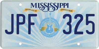 MS license plate JPF325