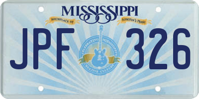MS license plate JPF326
