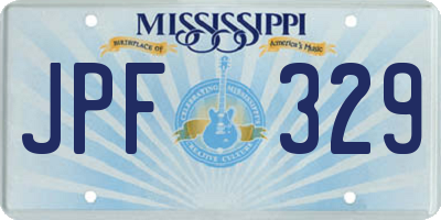 MS license plate JPF329
