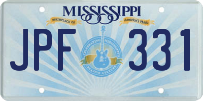 MS license plate JPF331