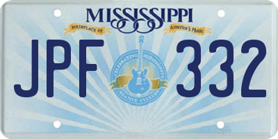 MS license plate JPF332