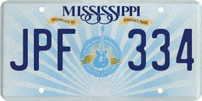 MS license plate JPF334
