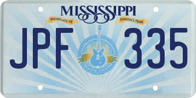 MS license plate JPF335