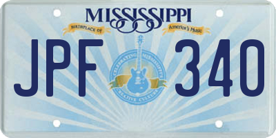 MS license plate JPF340