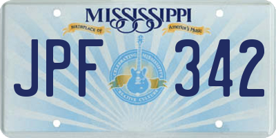 MS license plate JPF342
