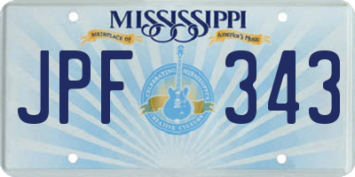 MS license plate JPF343
