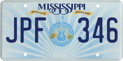 MS license plate JPF346