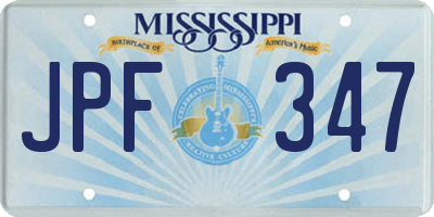 MS license plate JPF347