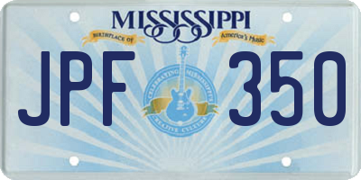 MS license plate JPF350