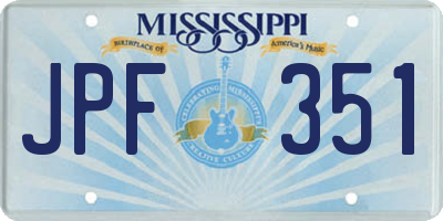 MS license plate JPF351