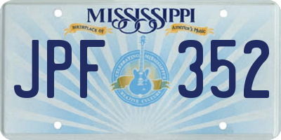 MS license plate JPF352