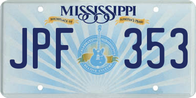 MS license plate JPF353