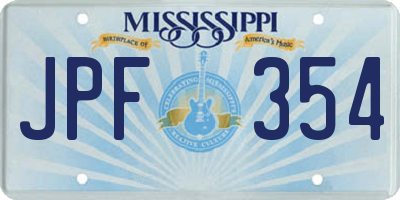 MS license plate JPF354