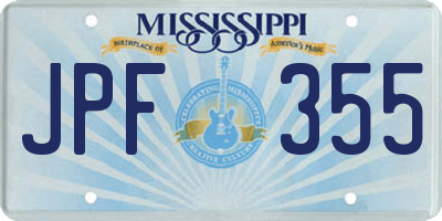 MS license plate JPF355