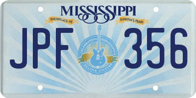 MS license plate JPF356