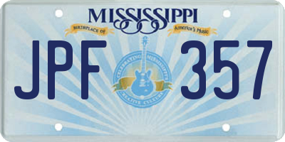 MS license plate JPF357
