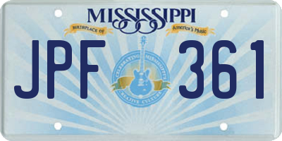MS license plate JPF361