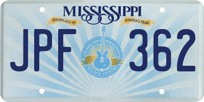 MS license plate JPF362