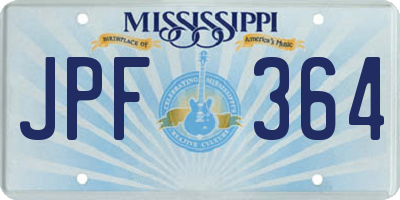 MS license plate JPF364