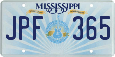 MS license plate JPF365