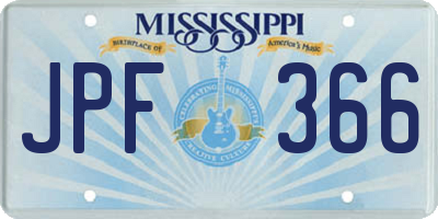 MS license plate JPF366