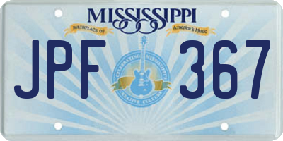 MS license plate JPF367