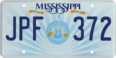 MS license plate JPF372