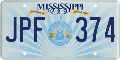 MS license plate JPF374