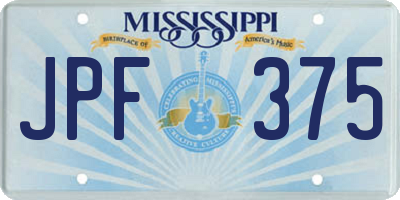 MS license plate JPF375