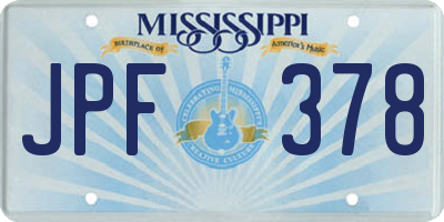 MS license plate JPF378