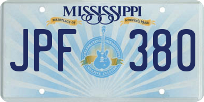 MS license plate JPF380