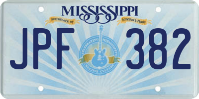 MS license plate JPF382