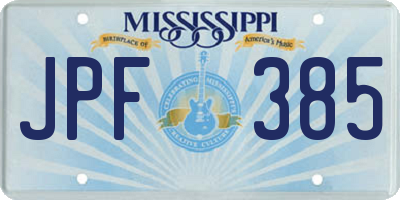 MS license plate JPF385