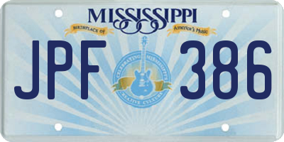 MS license plate JPF386