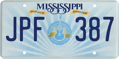MS license plate JPF387