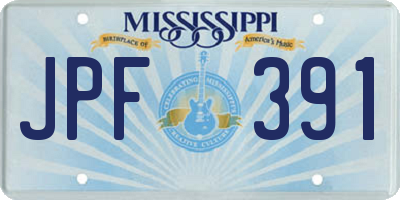 MS license plate JPF391
