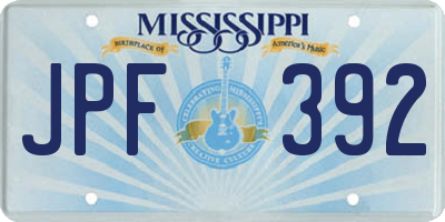 MS license plate JPF392