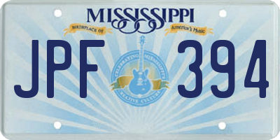 MS license plate JPF394