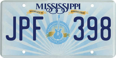 MS license plate JPF398