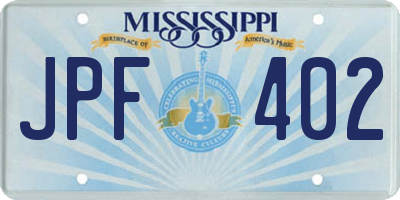 MS license plate JPF402
