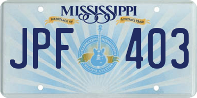 MS license plate JPF403