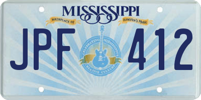 MS license plate JPF412