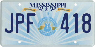MS license plate JPF418